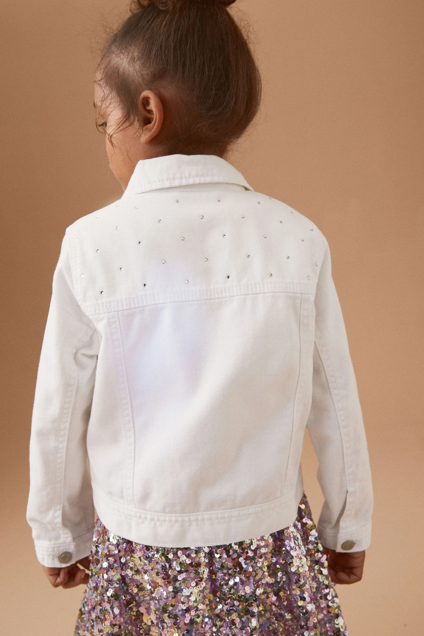 White 100% Cotton Diamante Denim Western Jacket (3-16yrs)