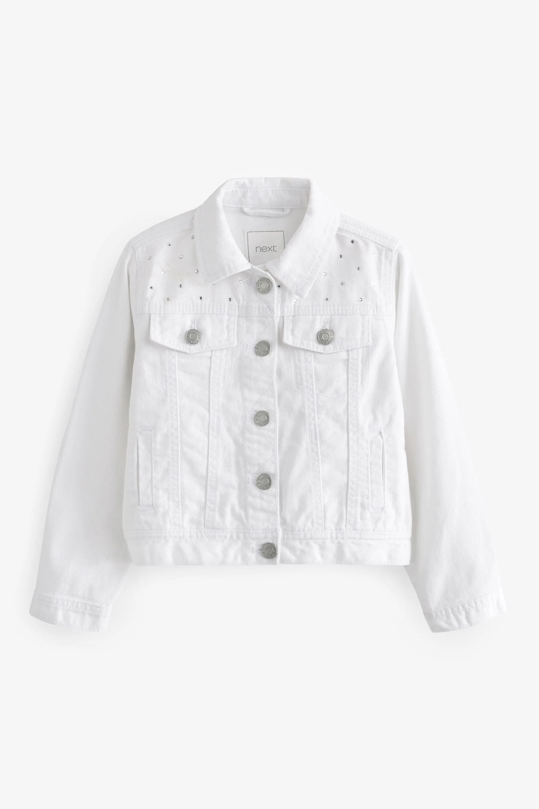 White 100% Cotton Diamante Denim Western Jacket (3-16yrs)