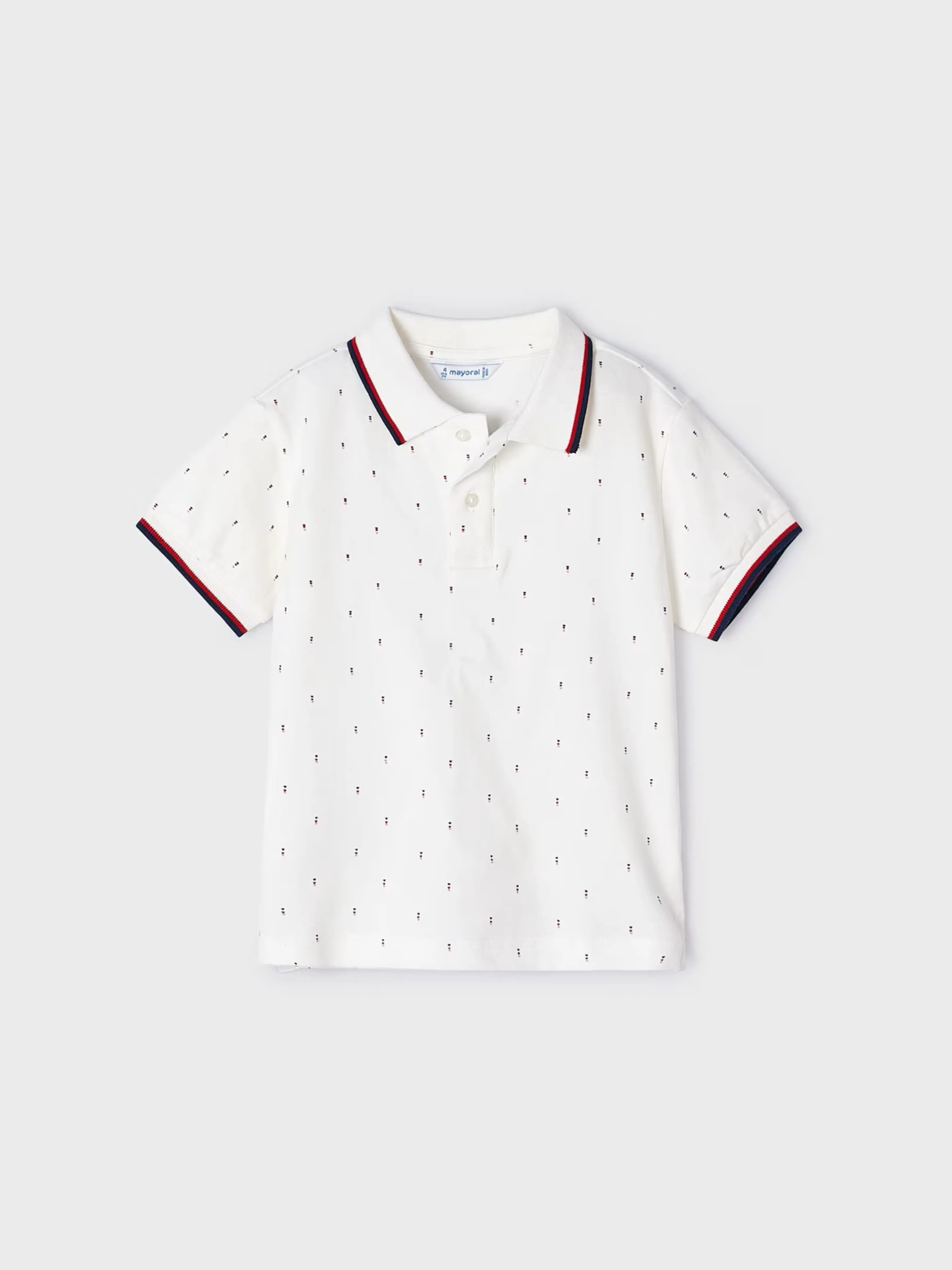 White Polo with Dot Pattern