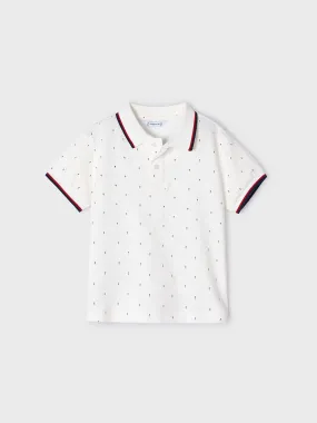 White Polo with Dot Pattern