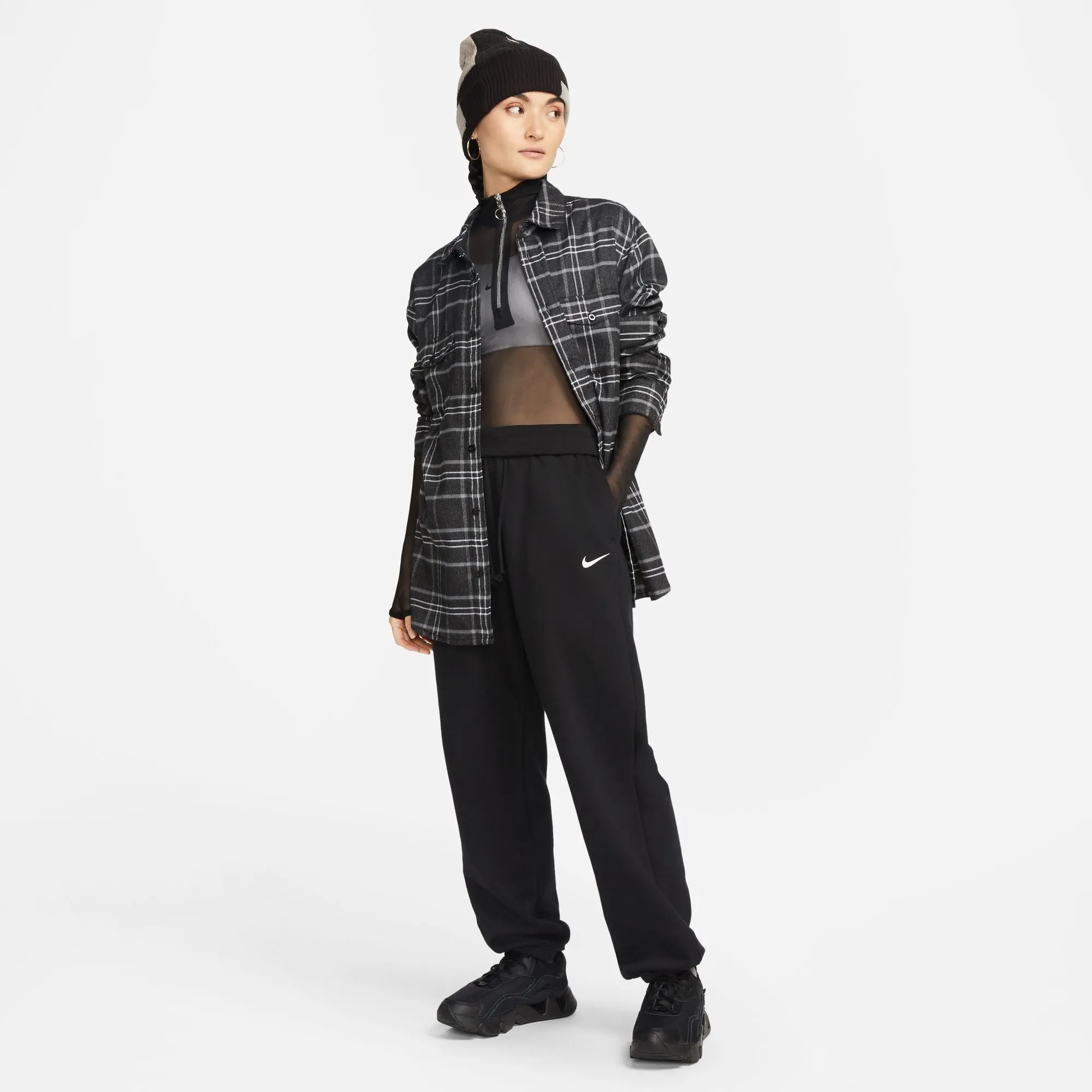 WMNS Nike Sportswear Phoenix Fleece High-Waisted Oversized Sweatpants (Black/Sail)