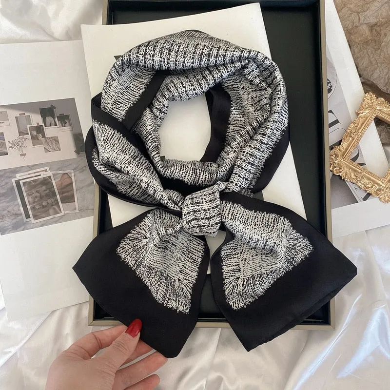 Women's Luxury Silk Bandana Skinny Hair Headband Neck Scarves