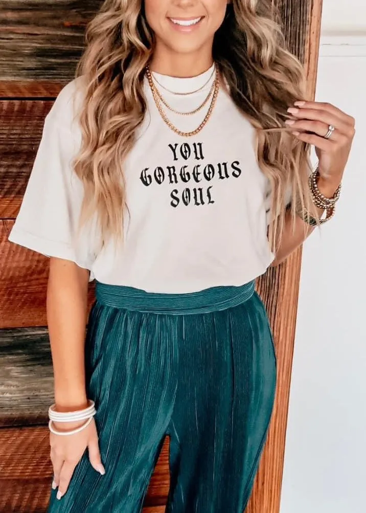 You Gorgeous Soul Mock Neck Tee | Grey