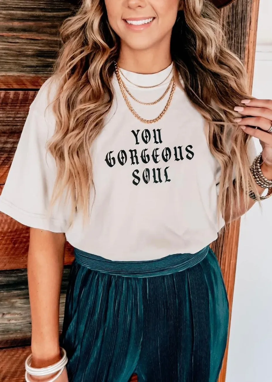 You Gorgeous Soul Mock Neck Tee | Grey