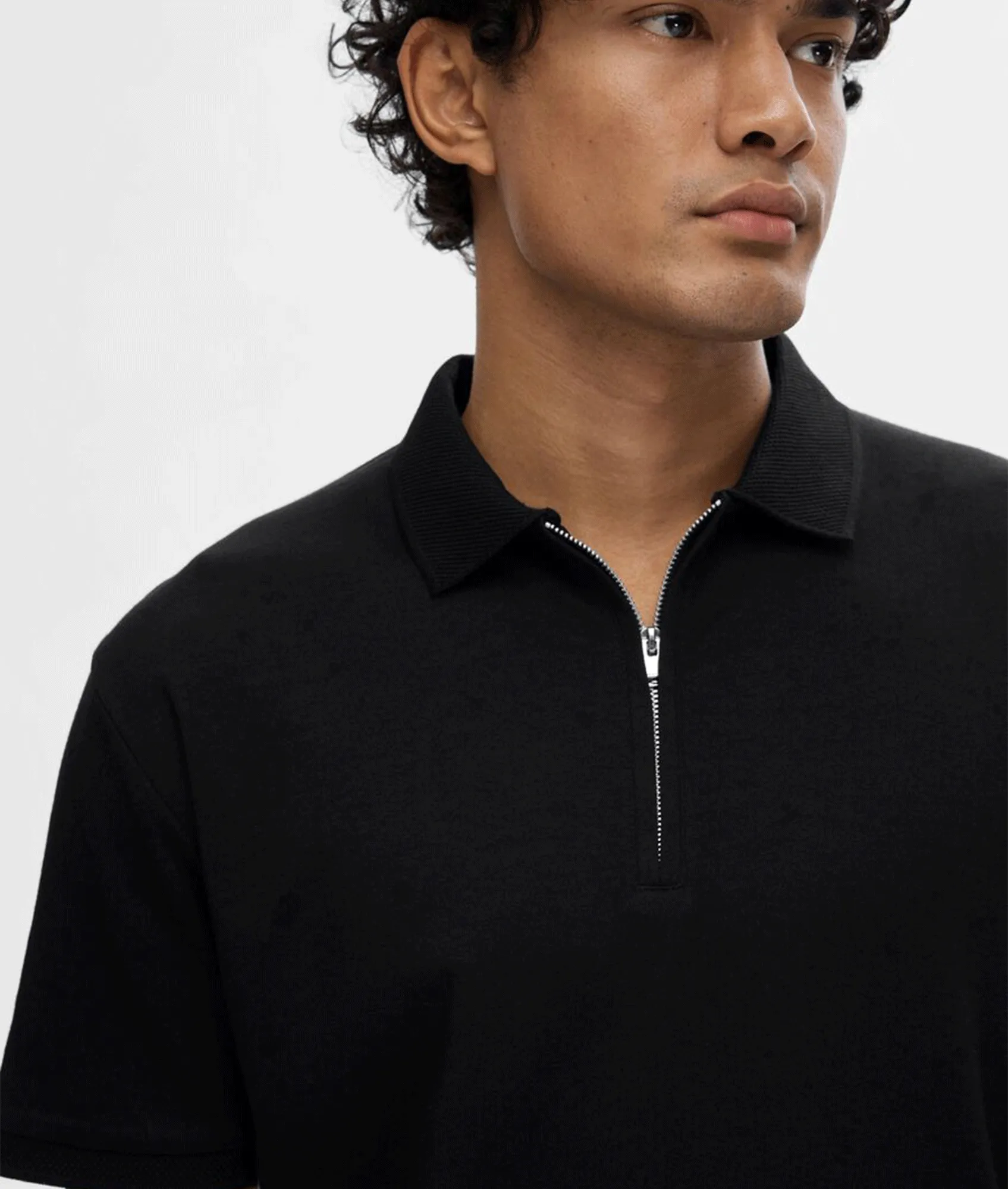 Zipper Polo Shirt - Black