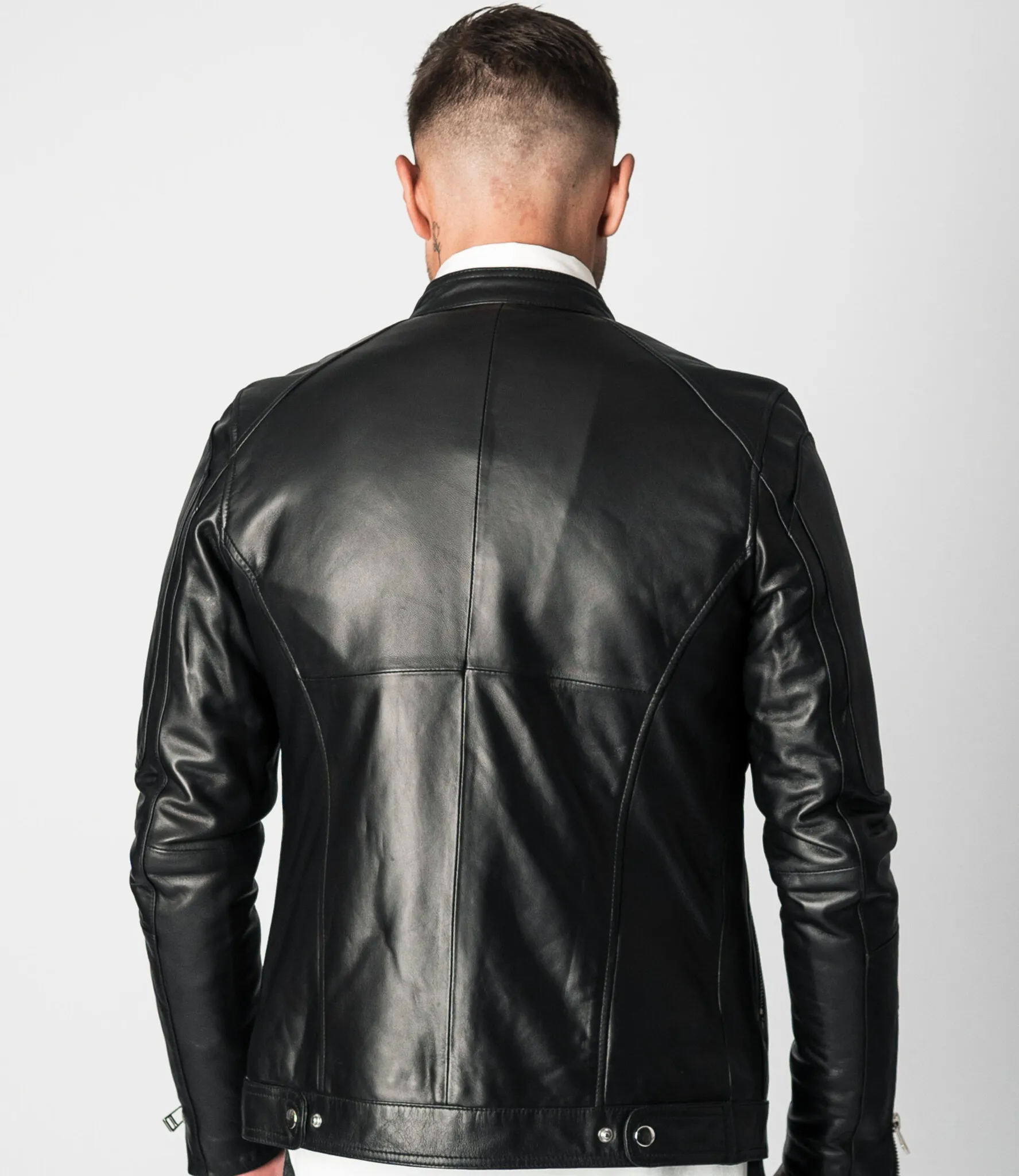 Zumo Slim Fit Leather Jackets INDIAN-BIKER Black