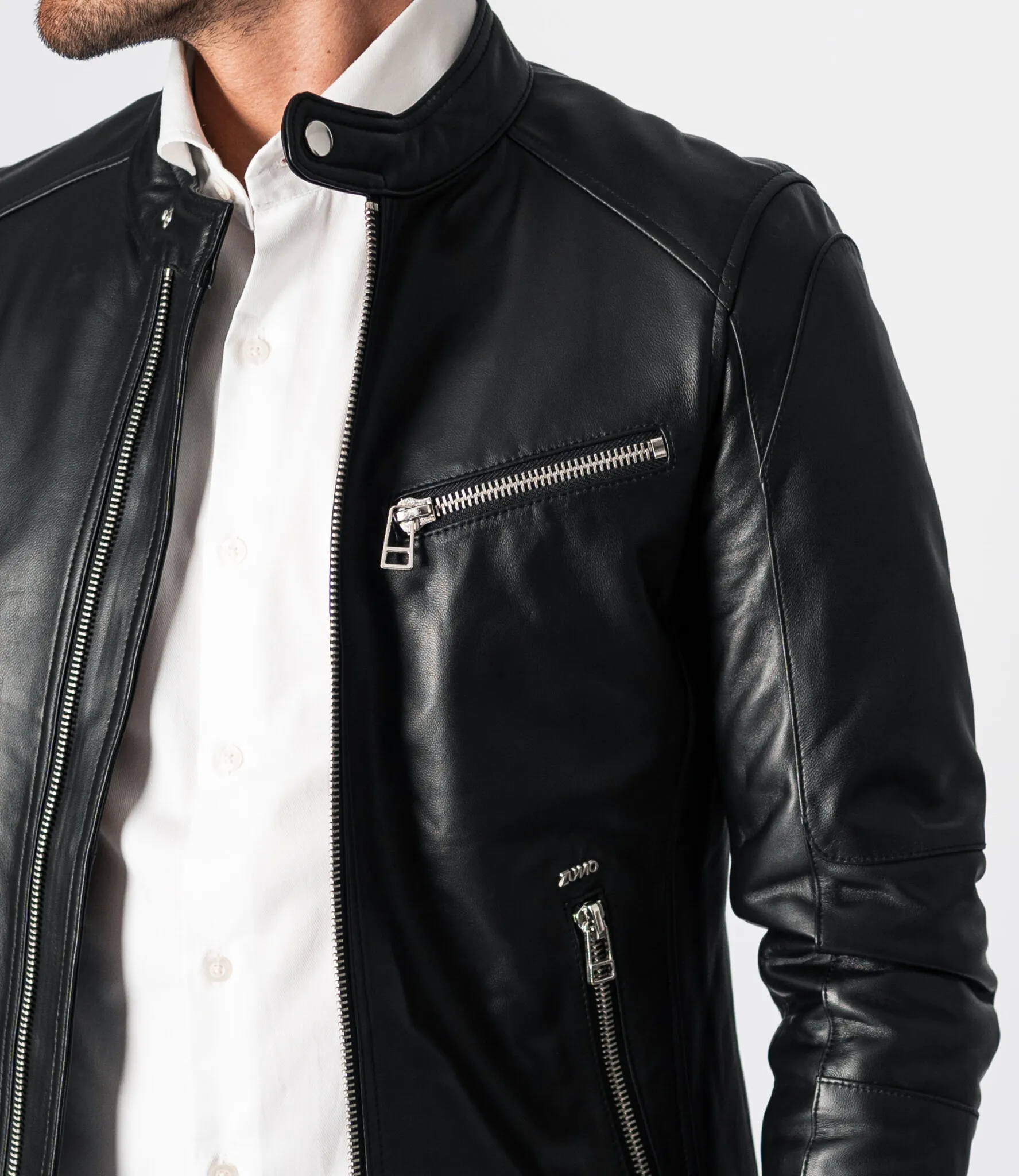 Zumo Slim Fit Leather Jackets INDIAN-BIKER Black